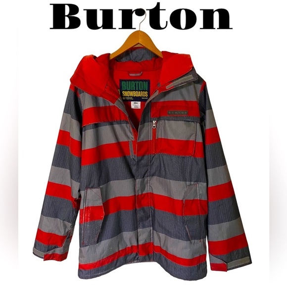 Burton Red and Gray Striped Ski Jacket - Picture 2 of 15